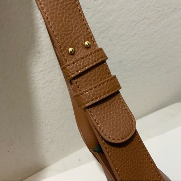 Anthropologie Remi And Reid Vegan Leather  Brown  Crossbody Bag top zip - Picture 4 of 16